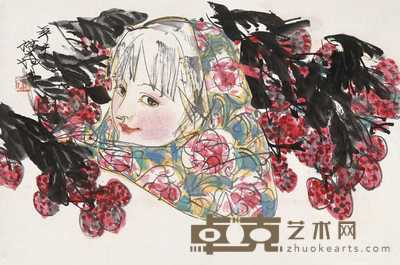 林墉 1991年作 荔熟时节 镜片 66×100cm